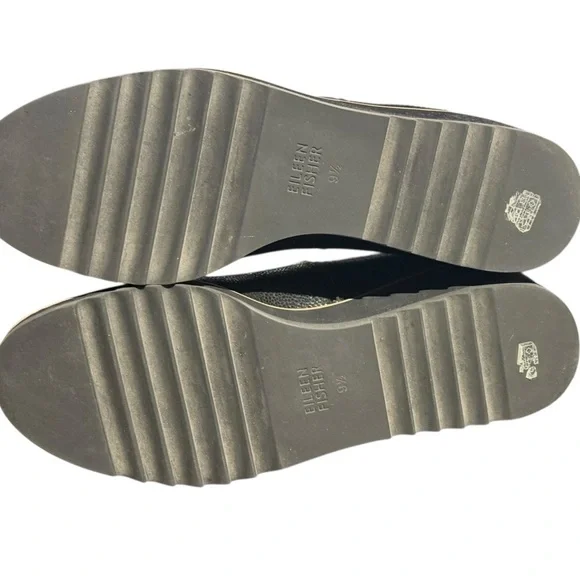 Eileen Fisher Black Leather Ribbed Ankle Booties - Picture 5 of 5